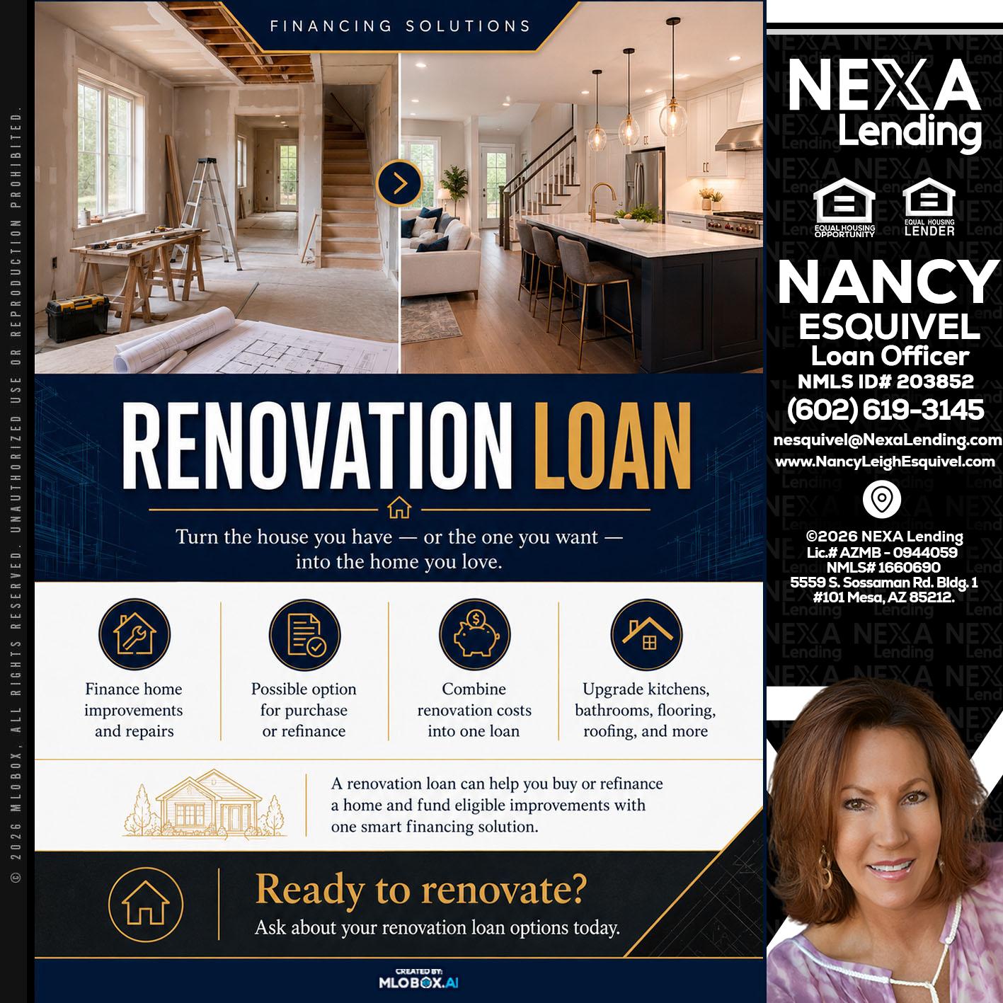 RENOVATION LOAN - Nancy Esquivel -Loan Officer
