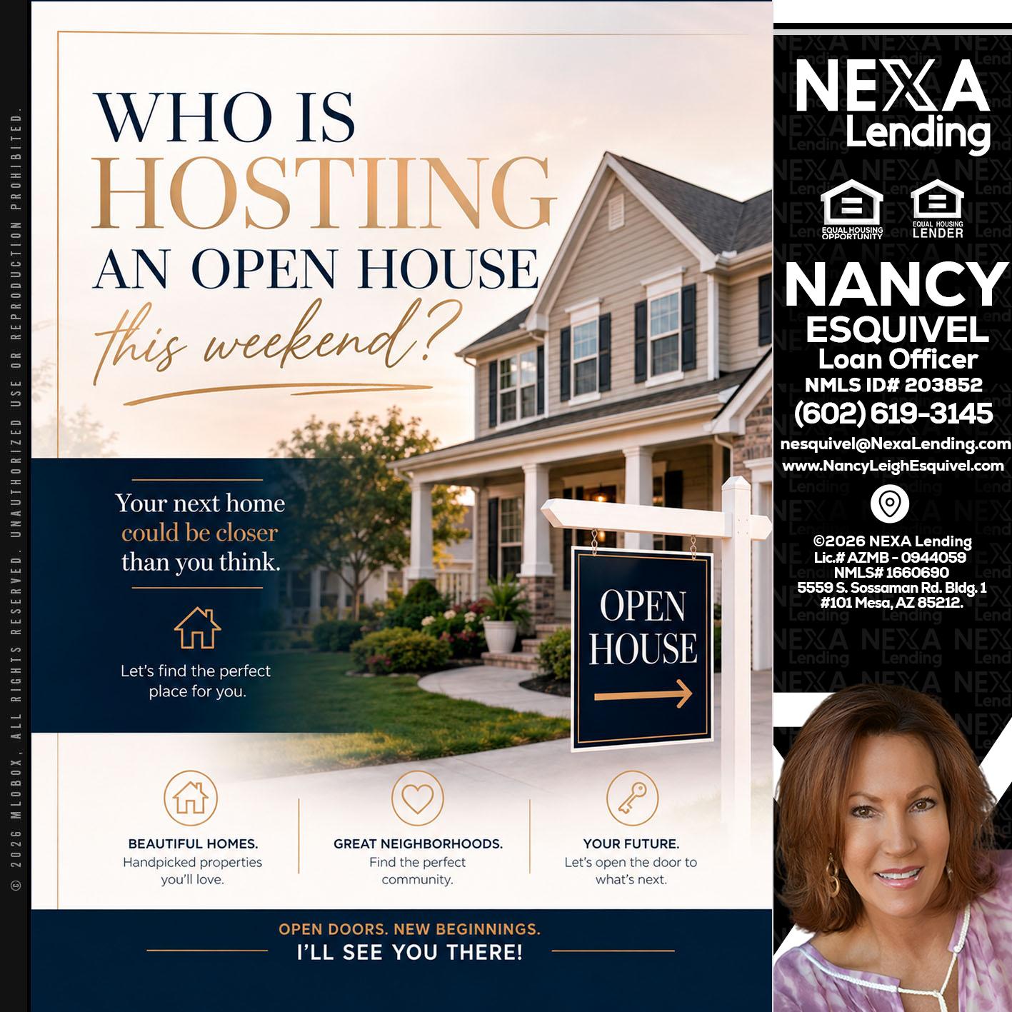 WHOS HOSTING - Nancy Esquivel -Loan Officer
